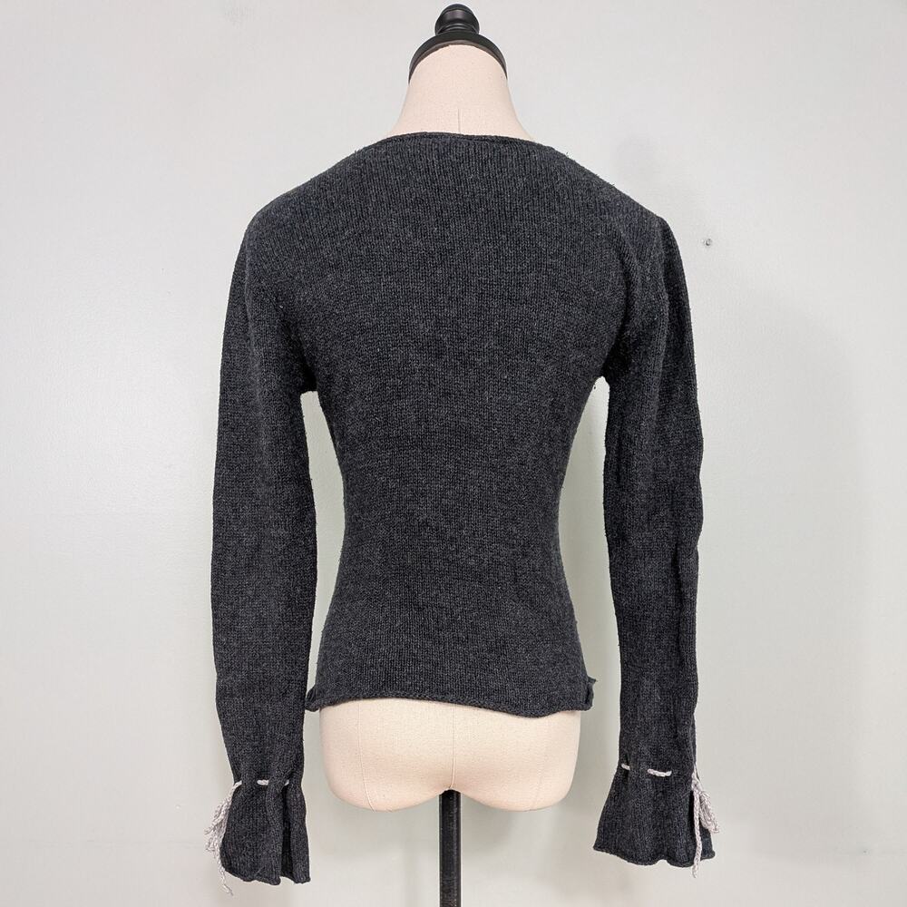 Y2k No Boundaries Sweater S Gray Multi Floral Emb… - image 3